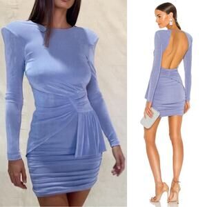 Misha x Revolve Evetta Backless Mini Dress Size Small NWT Heather Blue